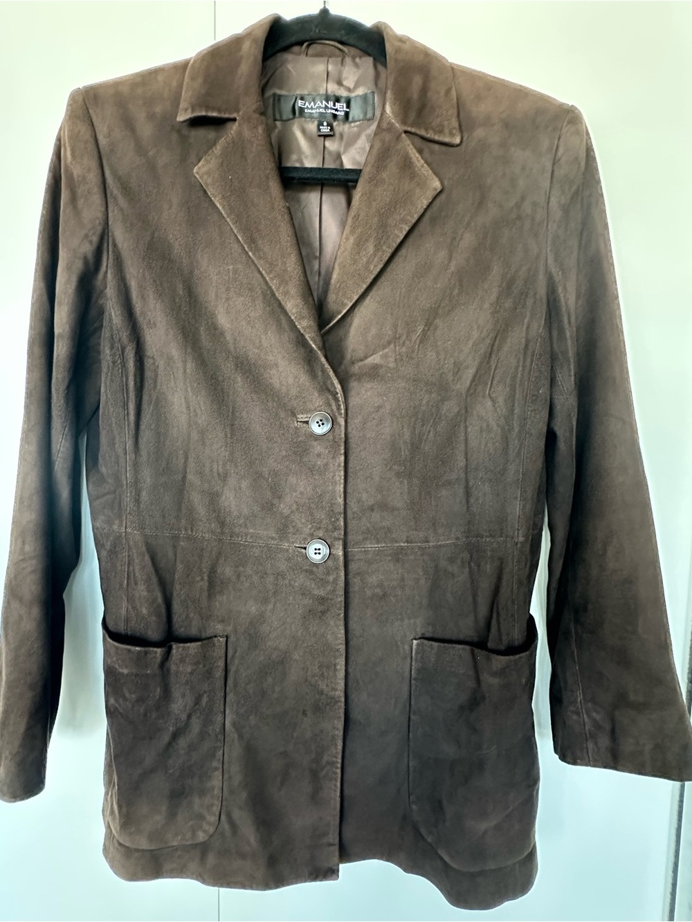 Emanuel Ungaro Brown Suede Two-Button Blazer
